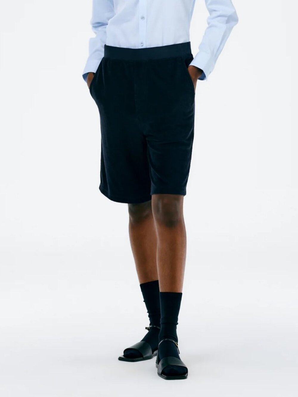 Tibi Summer Terry Short, dark navy, XXS, NWT